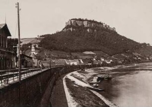 Blick auf die Festung Königstein vom Elbufer von Königstein aus : Blick auf die Festung Königstein vom Elbufer von Königstein aus