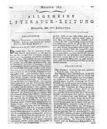 [Sammelrezension eines Manifest des Brabantischen Volkes] Rezensiert werden: 1. [Noot, H. C. N. van der]: Manifeste du peuple Brabançon. [s.l.] 1789 2. [Noot, H. C. N. van der]: Manifest des Brabantischen Volkes. 2. Aufl. [s.l.] 1790