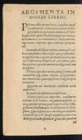 Argumentum In Omnes Libros.