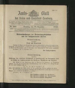 No. 265, 19. Dezember 1920