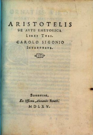 Aristotelis de arte rhetorica libri III