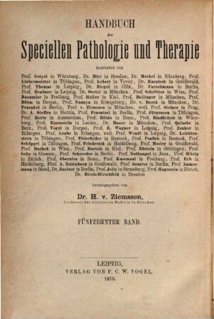 Handbuch der speciellen Pathologie und Therapie, 15