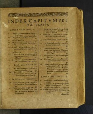 Index Capitvm Primae Partis.