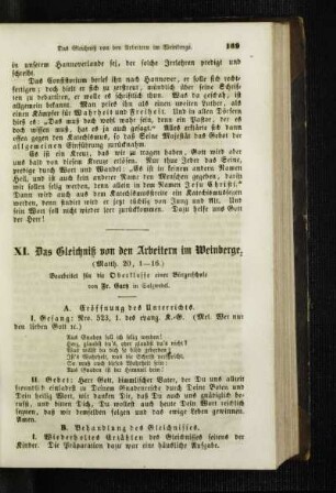 ¬Das¬ Gleichniß von den Arbeitern im Weinberge : (Matth. 20, 1-16) ; bearbeitet für die Oberklasse einer Bürgerschule