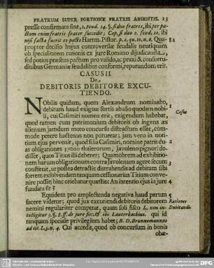Casus II. De Debitoris Debitore Excutiendo