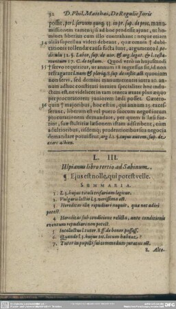 L. III. Uspianus libro tertio ad Sabinum
