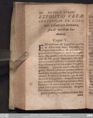 Expositio Verae Sententiae De Libertate voluntatis humanae, seu de viribus humanis. Caput V.