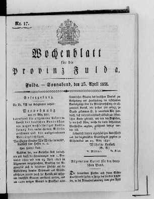 Nr. 17, Ausgabe vom 23. April 1831