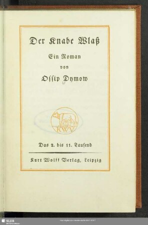 Der Knabe Wlaß : ein Roman
