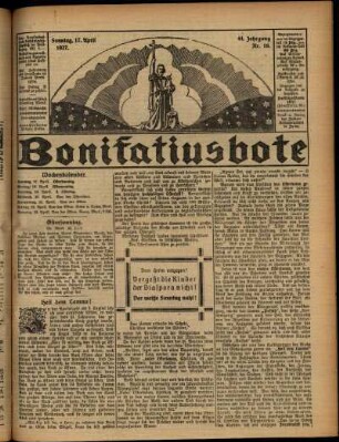 Erste Ausgabe vom Sonntag, den 17. April 1927.