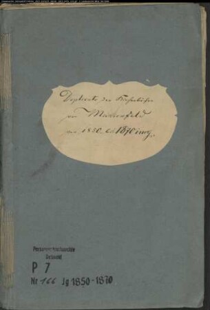 Kirchenbuchduplikate der Katholischen Gemeinde Marienfeld (GHT 1850-1870, GHT 1871-1874). (Gemeinde: Marienfeld, Katholische Gemeinde)