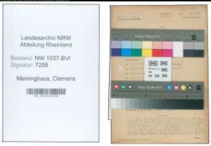 Entnazifizierung Clemens Meininghaus , geb. 23.04.1897 (Baecker)