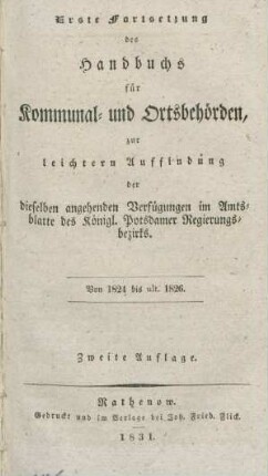 Fortsetzung, 1: Von 1824 bis ult. 1826