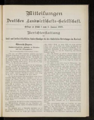 Beilage zu Stück 1 vom 5. Januar 1897.