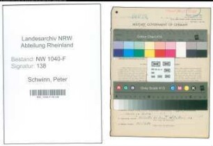 Entnazifizierung Peter Schwinn , geb. 25.04.1905 (Zollsekretaer)