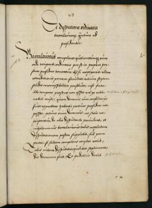 De disputatione ordinaria baccalaureor[um], q[ua]ntum ad presidentes.