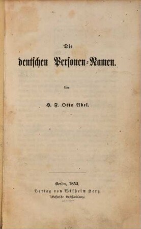 Die deutschen Personen-Namen