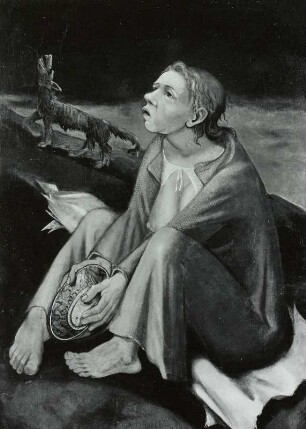 Sitzende Frau mit Schüssel - Hunger