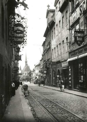 Zittau, Weberstraße : Zittau. Weberstraße. Blick gegen die Weberkirche