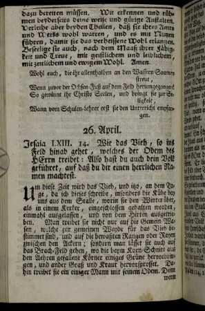 26. April. Jesaia LXIII. 14. - 30. April. Johann. X. 16.