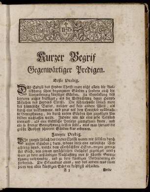 Kurzer Begrif Gegenwärtiger Predigen