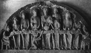 Dijon, Tympanon aus St. Benigne in Dijon, Abendmahl, hist. Museumsbestand