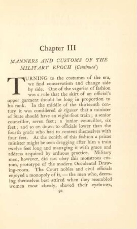 Chapter III. Manners and customs of the military epoch (continued)