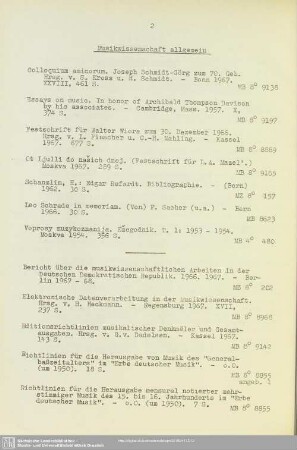 Musikwissenschaft allgemein