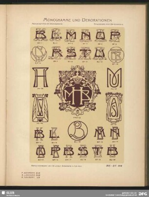 Adels-Monogramme mit Krone, Dekorationen [Allgemein, Schilder], Alliance-Monogramme