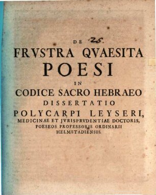 Diss. de frustra quaesita poesi in Codice Sacro hebraeo