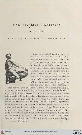 2. Pér. 25.1882: Une rivalite d'artistes au XVIe siècle, [1] : Michel-Ange et Raphael à la cour de Rome