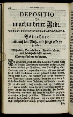 Depositio In ungebundener Rede.