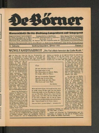 12. Jahrgang Hamburg=Langenhorn, Februar 1932, Nummer 2