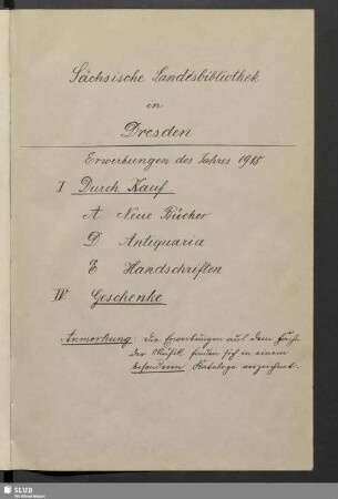 [44]: Acquisitions-Katalog 1918 - Bibl.Arch.III.J,Vol.844