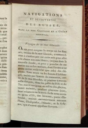 Navigations et découvertes des Russes, dans la mer Glaciale et l'Océan oriental