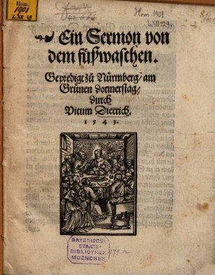 Ein Sermon von dem füßwaschen