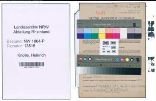 Entnazifizierung Heinrich Knolle , geb. 16.02.1884 (Verkehrsaufseher)