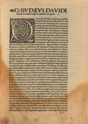 Gvlielmi Bvdaei Consiliarii Regii Libellorvmqve Magistri In Praetorio, Altera Aeditio Annotationum In Pandectas
