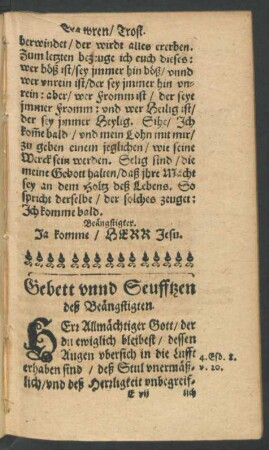 Gebett unnd Seufftzen deß Beängstigten.