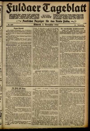 Ausgabe vom Mittwoch, den 03. November 1920.