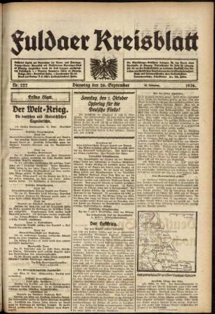 Erste Ausgabe vom Dienstag, den 26. September 1916.