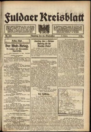 Erste Ausgabe vom Dienstag, den 26. September 1916.
