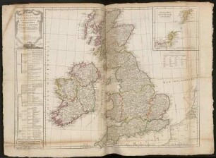 Carte Des Isles Britanniques qui renferment les Royaumes D'Angleterre D'Ecosse & D'Irlande : Divisée par Provinces et Comtés, et dans laquelle se se trouvent les principales Routes