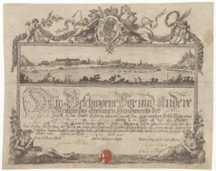 Wir Geschworne Vor und Andere Meistere des Ehrsamen Handwercks der [Sattler] zunfft in der Stadt Coblenz bekennen hiermit, ...