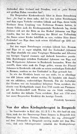 Von der alten Kirchspielvogtei in Bergstedt