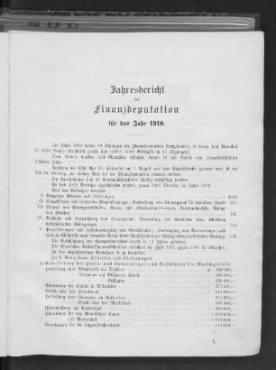Jahresbericht der Finanzdeputation für das Jahr 1910.
