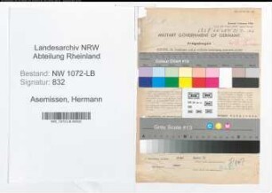 Entnazifizierung Hermann Asemissen , geb. 19.02.1887 (Kaufmann)