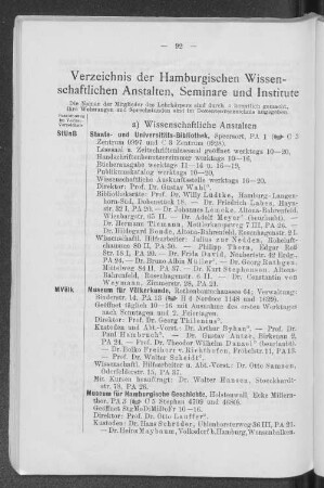 Verzeichnis der Hamburgischen Wissenschaftlichen Anstalten, Seminare und Institute