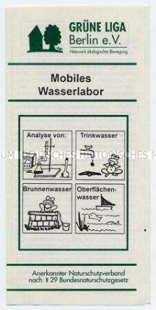 Werbeprospekt der Grünen Liga zur Wasseraufbereitung