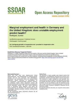 Marginal employment and health in Germany and the United Kingdom: does unstable employment predict health?